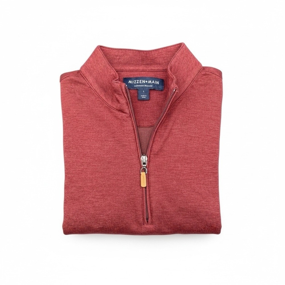 Mizzen+Main Sweater Mens large Burgundy Quarter Zip Pullover Performance